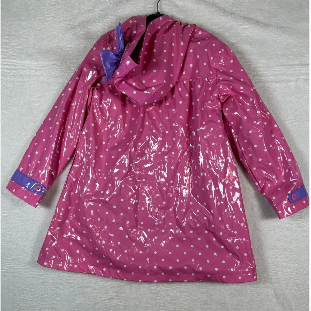 Disney Minnie Mouse Raincoat Girls 5/6 Pink Polka Dot Hooded Jacket